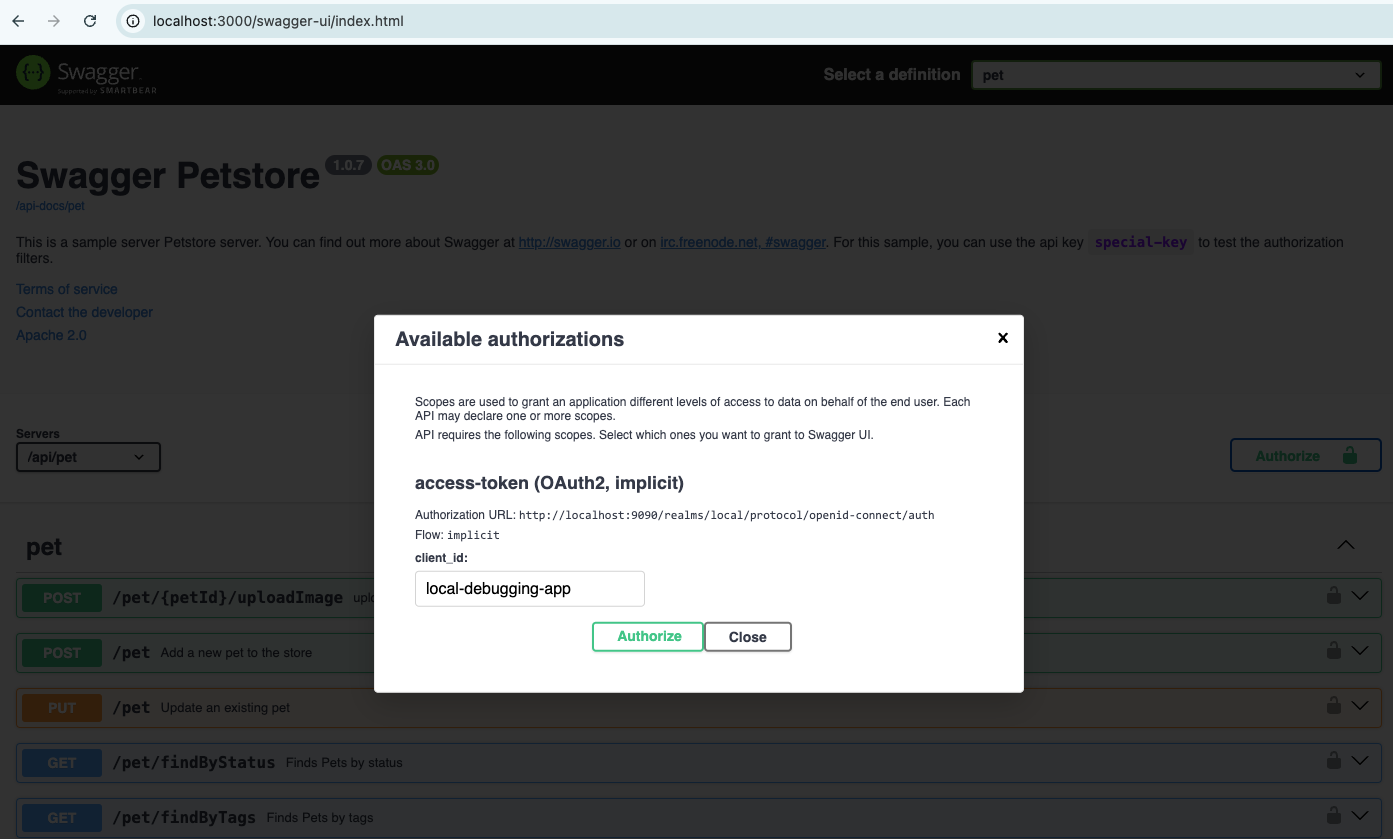 Swagger UI authorization